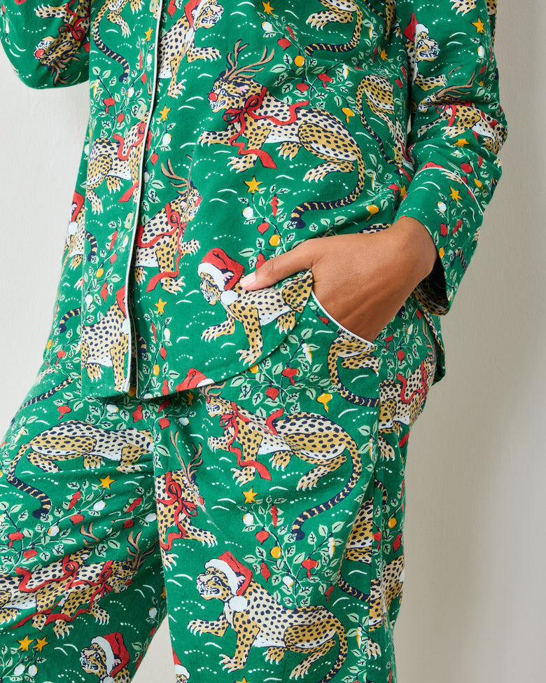 Very Merry Bagheera - Lightweight Flannel Long PJ Set - Mistletoe - Printfresh
