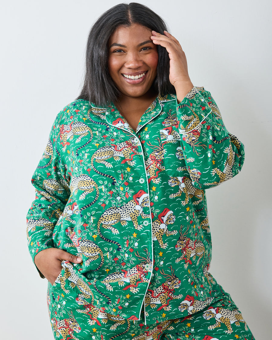 Very Merry Bagheera - Lightweight Flannel Long PJ Set - Mistletoe - Printfresh