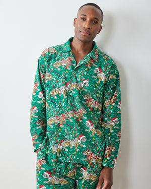 Very Merry Bagheera - Men's Lightweight Flannel Long PJ Set - Mistletoe