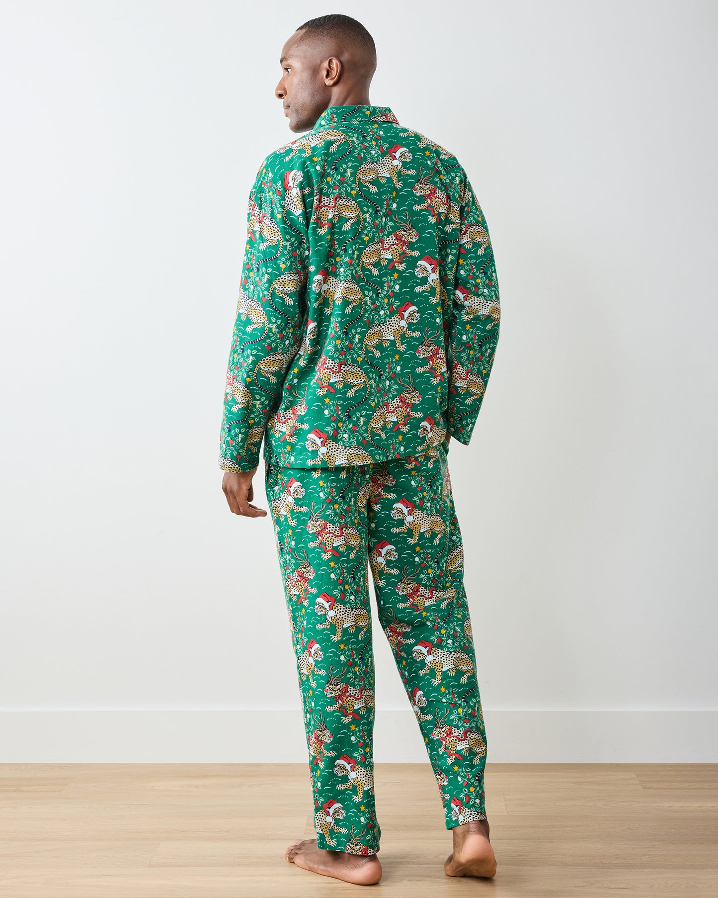 Very Merry Bagheera - Men's Lightweight Flannel Long PJ Set - Mistletoe