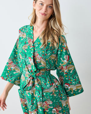 Very Merry Bagheera - Lightweight Flannel Long Robe - Mistletoe