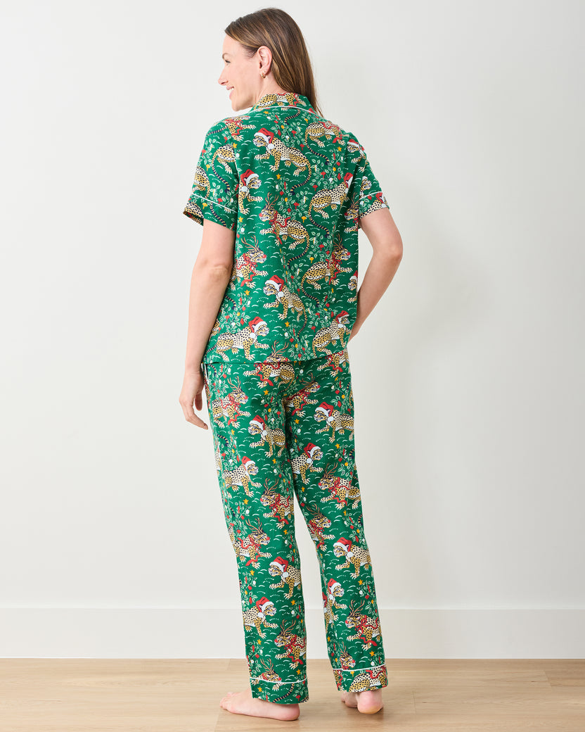 Very Merry Bagheera - Lightweight Flannel Short Sleeve & Long Pants Set - Mistletoe