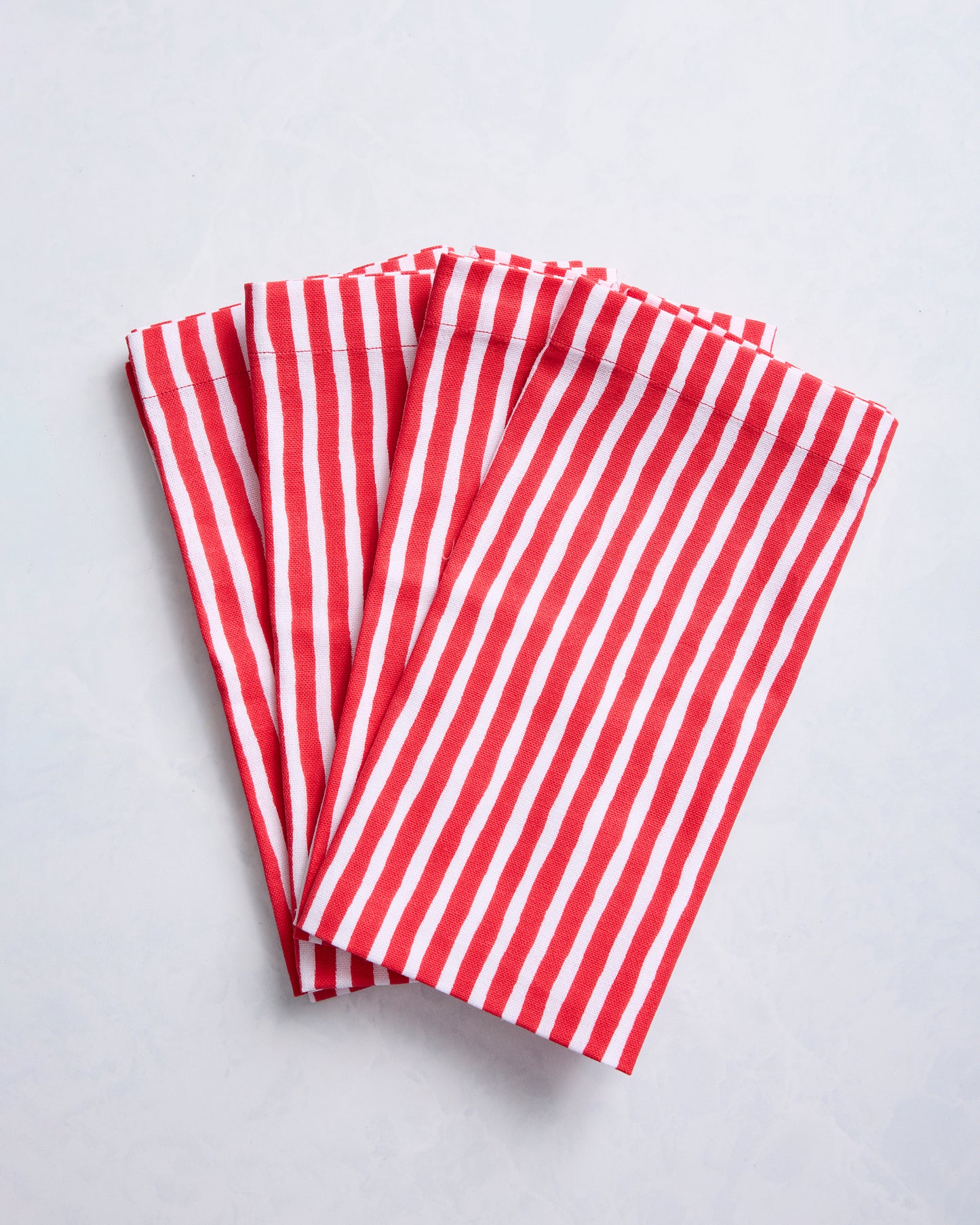 Chunky Painted Stripe - Dinner Napkins Set of 4 - Ruby