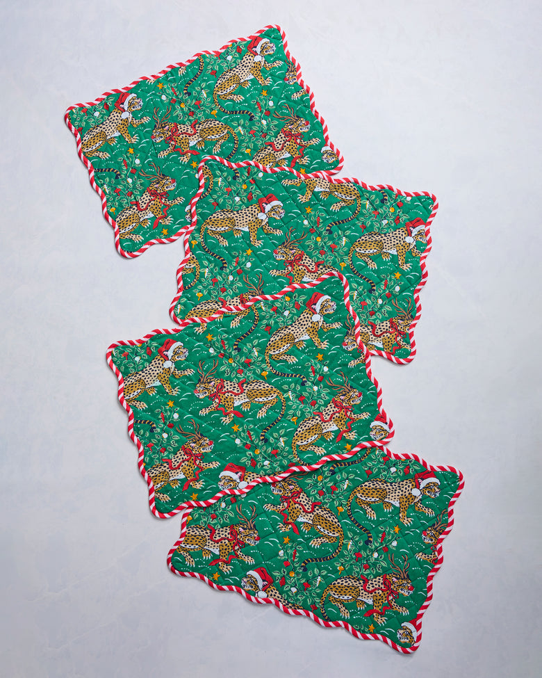 Very Merry Bagheera - Set of 4 Placemats - Mistletoe - Printfresh