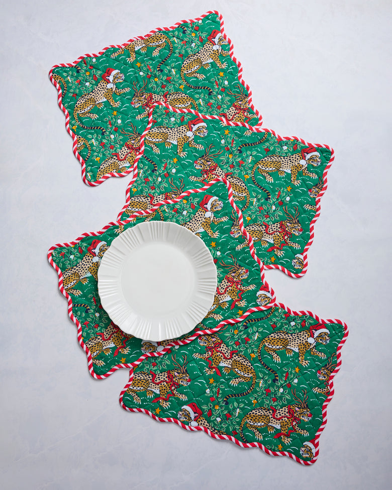 Very Merry Bagheera - Set of 4 Placemats - Mistletoe - Printfresh