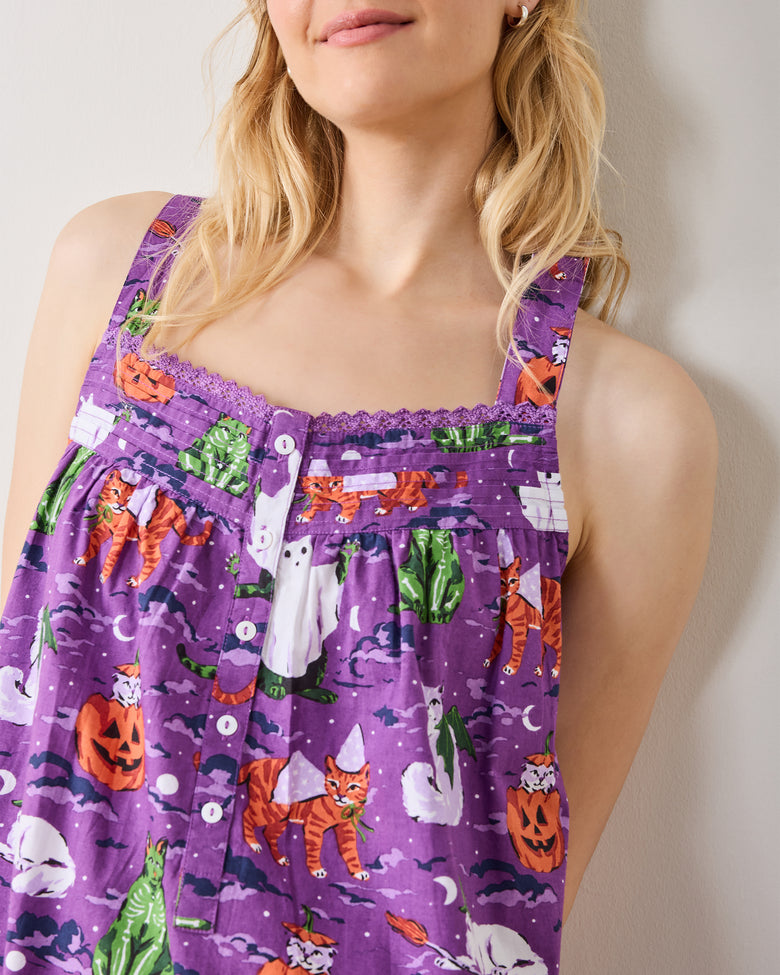Halloween House Cats - Back to Bed Nightgown - Purple Tonic - Printfresh