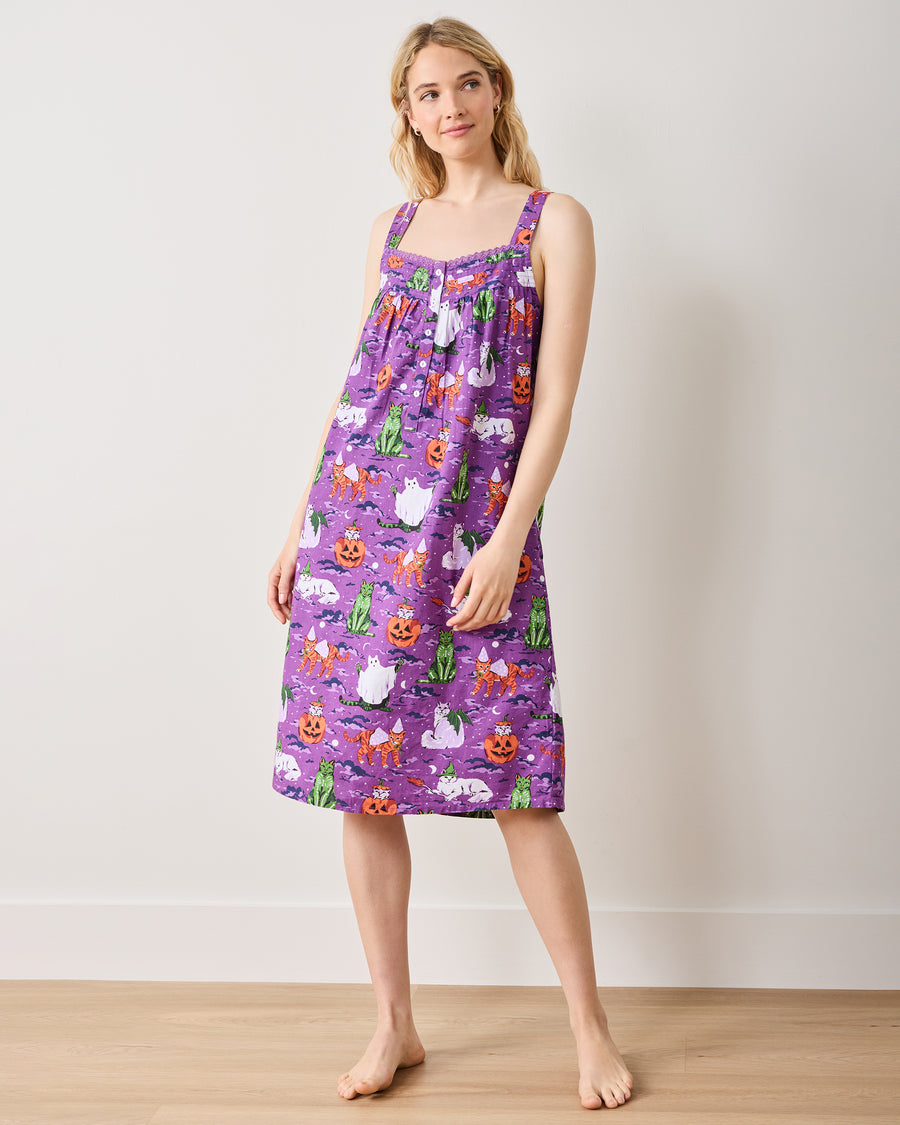 Halloween House Cats - Back to Bed Nightgown - Purple Tonic - Printfresh