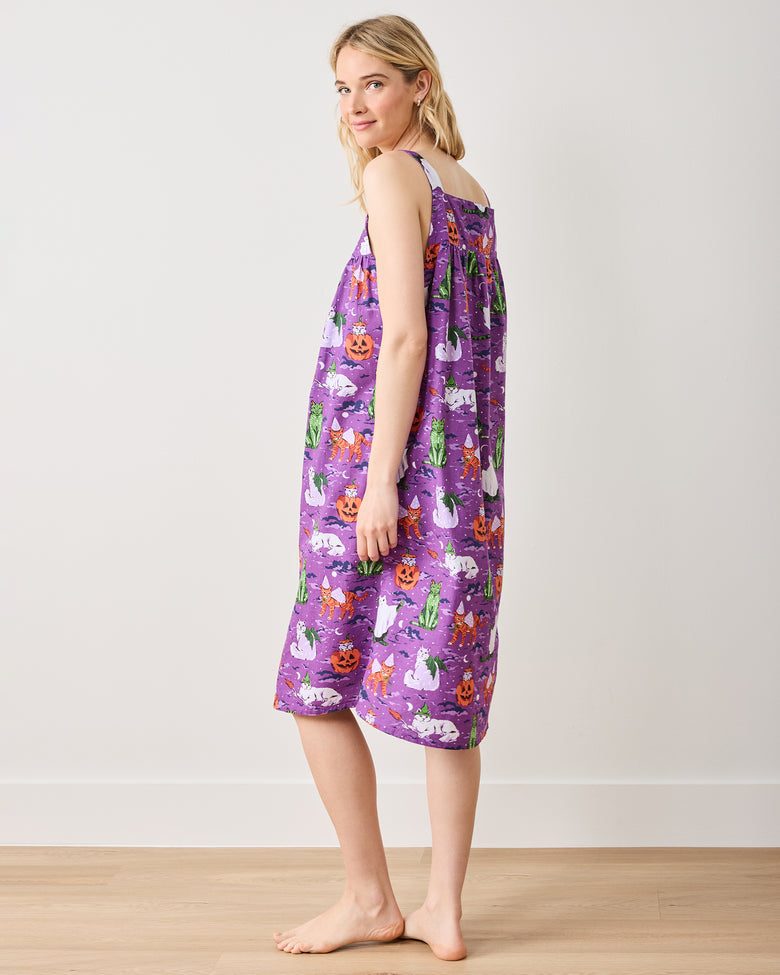 Halloween House Cats - Back to Bed Nightgown - Purple Tonic - Printfresh