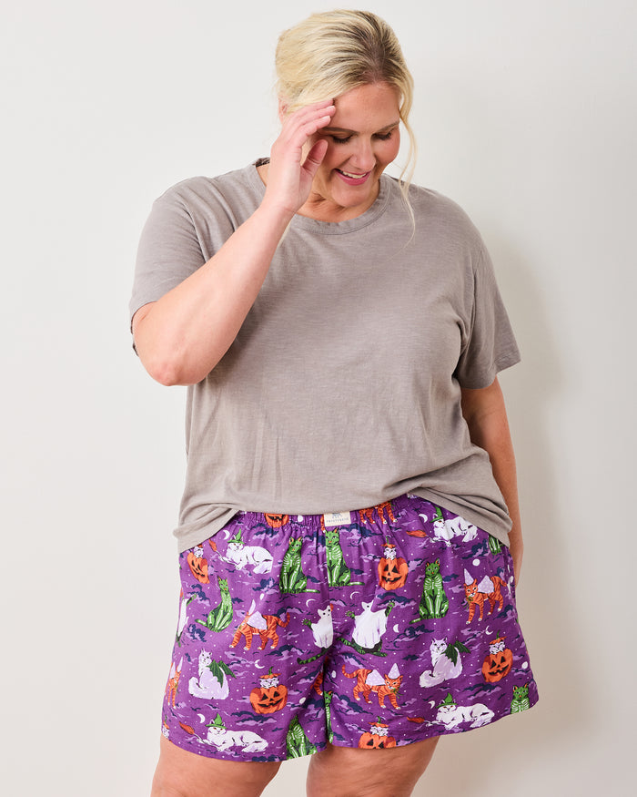 Halloween House Cats - Boyfriend Boxer - Purple Tonic