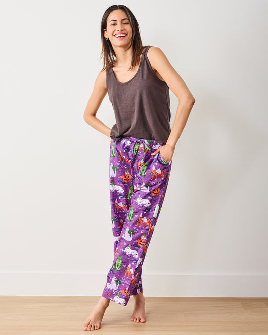 Halloween House Cats - Tall PJ Pants - Purple Tonic - Printfresh