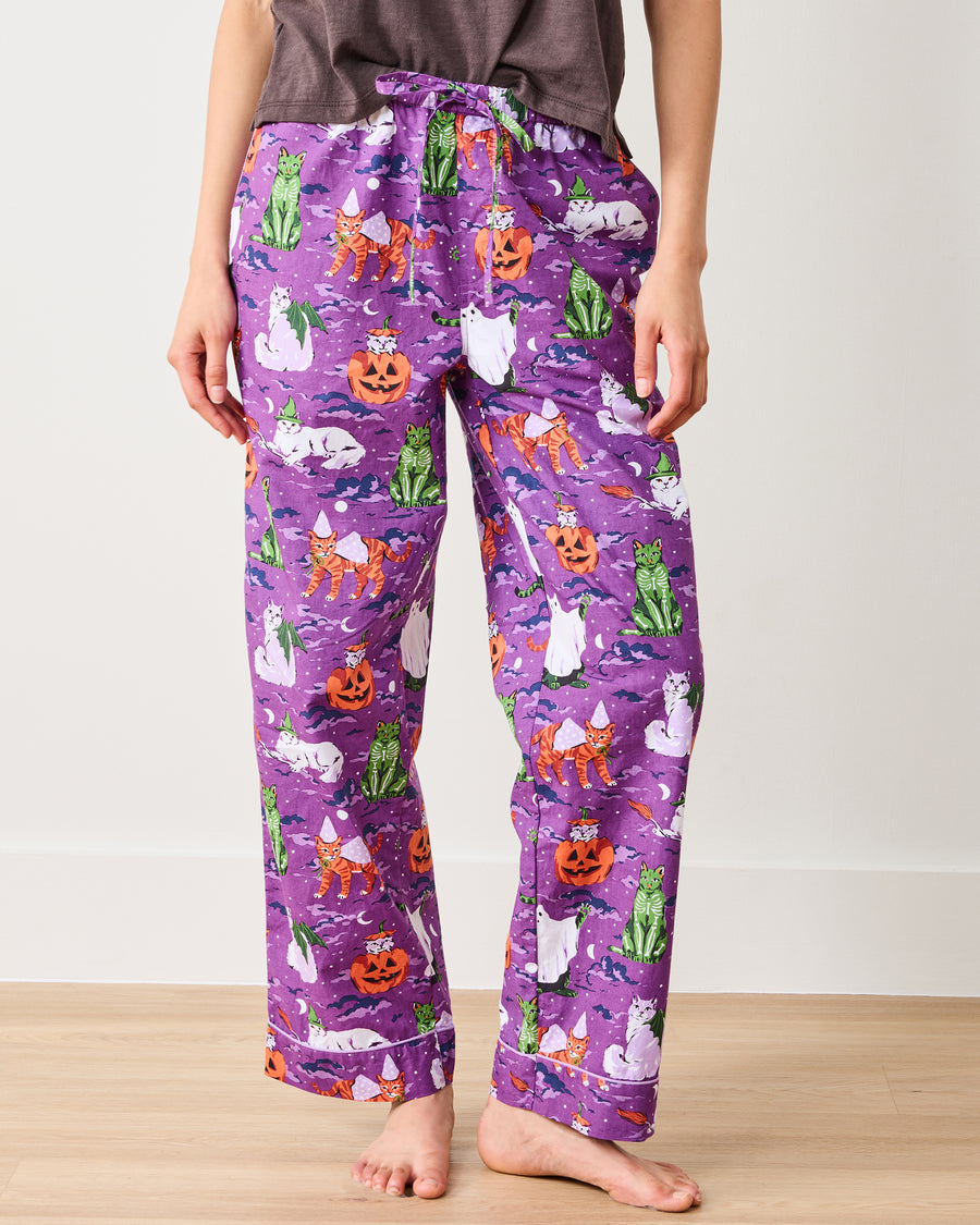 Halloween House Cats - Tall PJ Pants - Purple Tonic - Printfresh