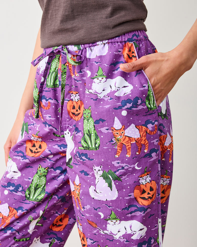 Halloween House Cats - Tall PJ Pants - Purple Tonic - Printfresh