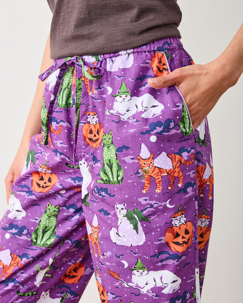 Halloween House Cats - Tall PJ Pants - Purple Tonic - Printfresh