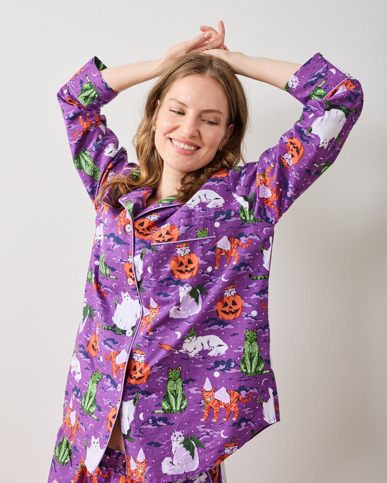 Halloween House Cats - Tall Long PJ Set - Purple Tonic - Printfresh