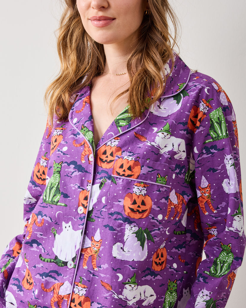 Halloween House Cats - Long PJ Set - Purple Tonic - Printfresh