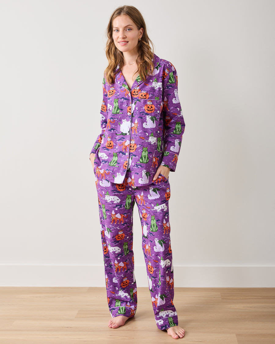 Halloween House Cats - Tall Long PJ Set - Purple Tonic - Printfresh