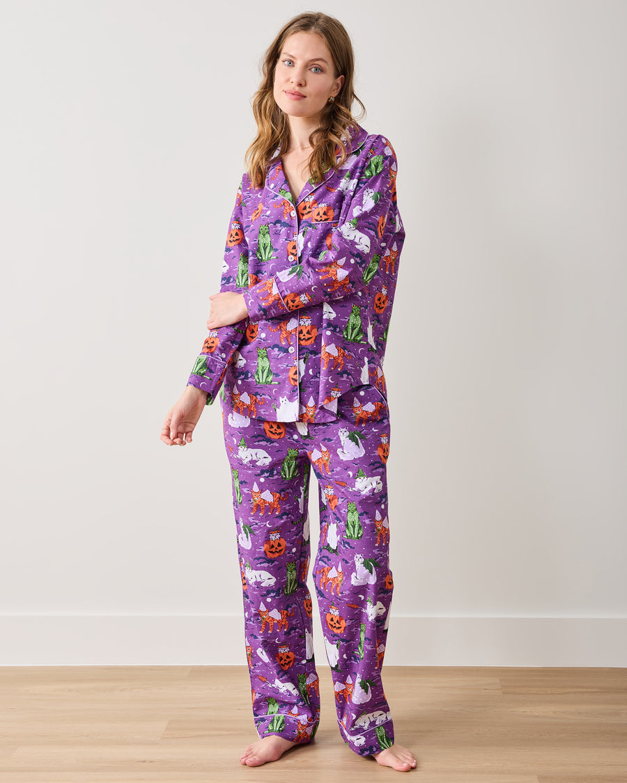 Halloween House Cats - Long PJ Set - Purple Tonic - Printfresh
