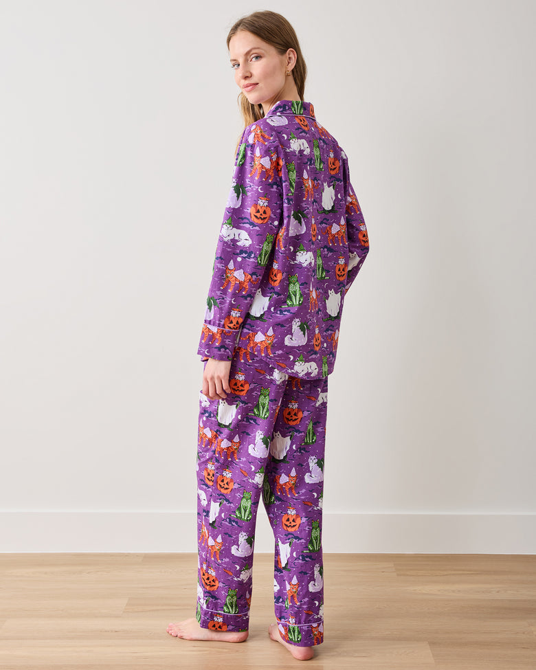 Halloween House Cats - Long PJ Set - Purple Tonic - Printfresh