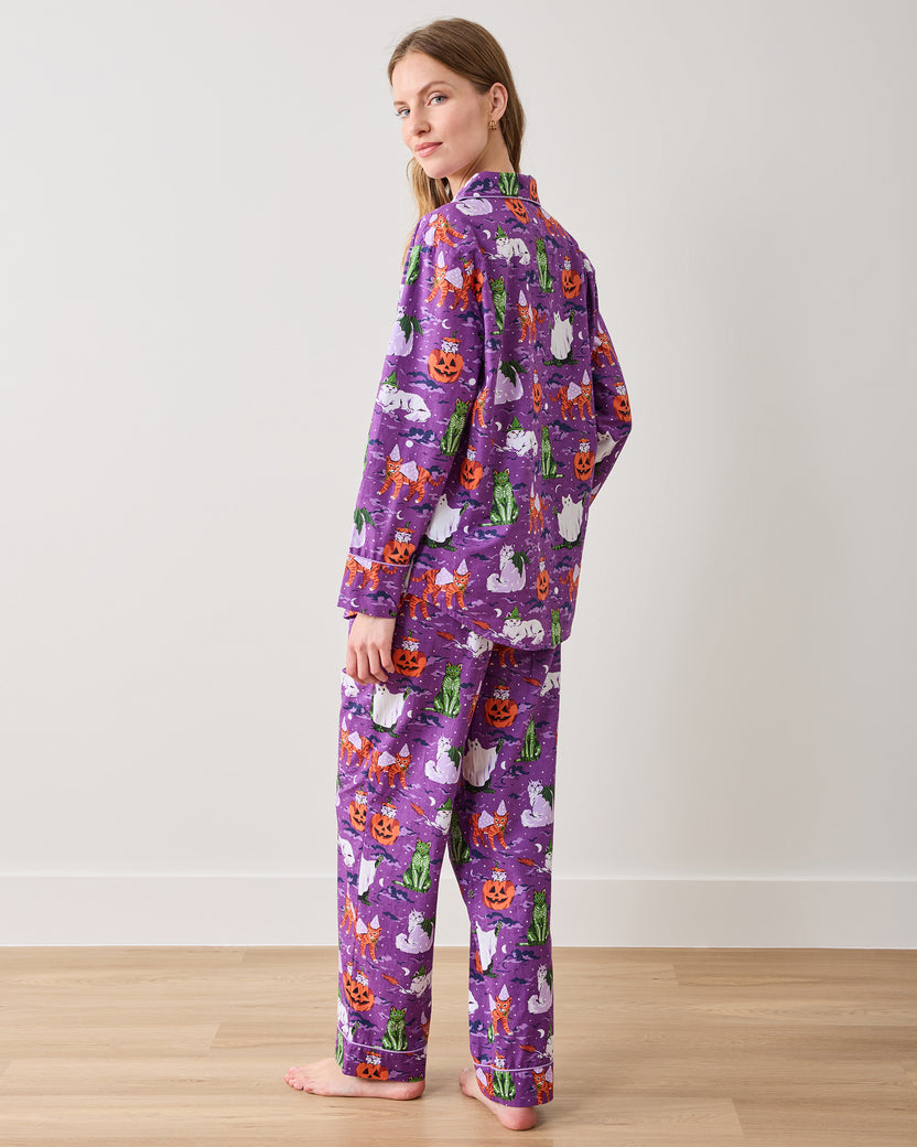 Halloween House Cats - Long PJ Set - Purple Tonic - Printfresh