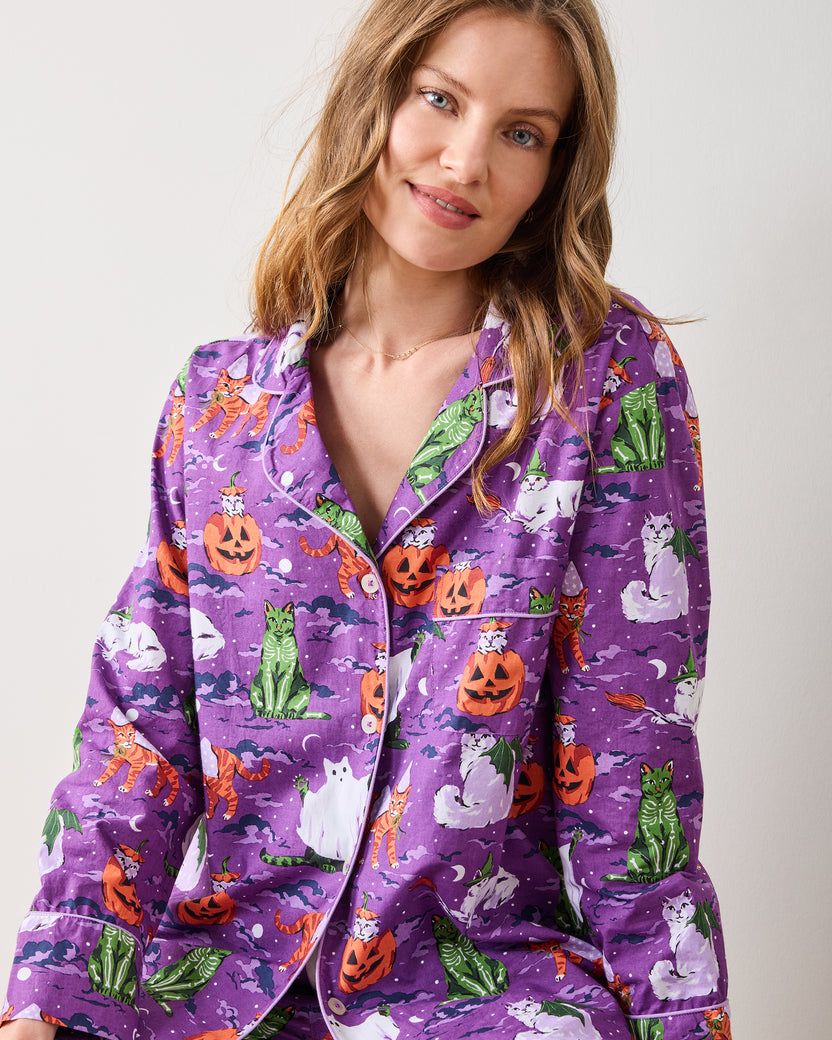 Halloween House Cats - Petite Long PJ Set - Purple Tonic - Printfresh
