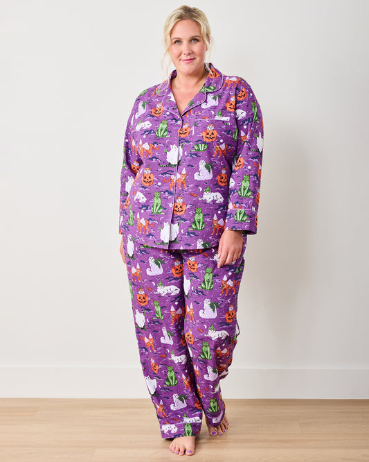 Halloween House Cats - Petite Long PJ Set - Purple Tonic - Printfresh