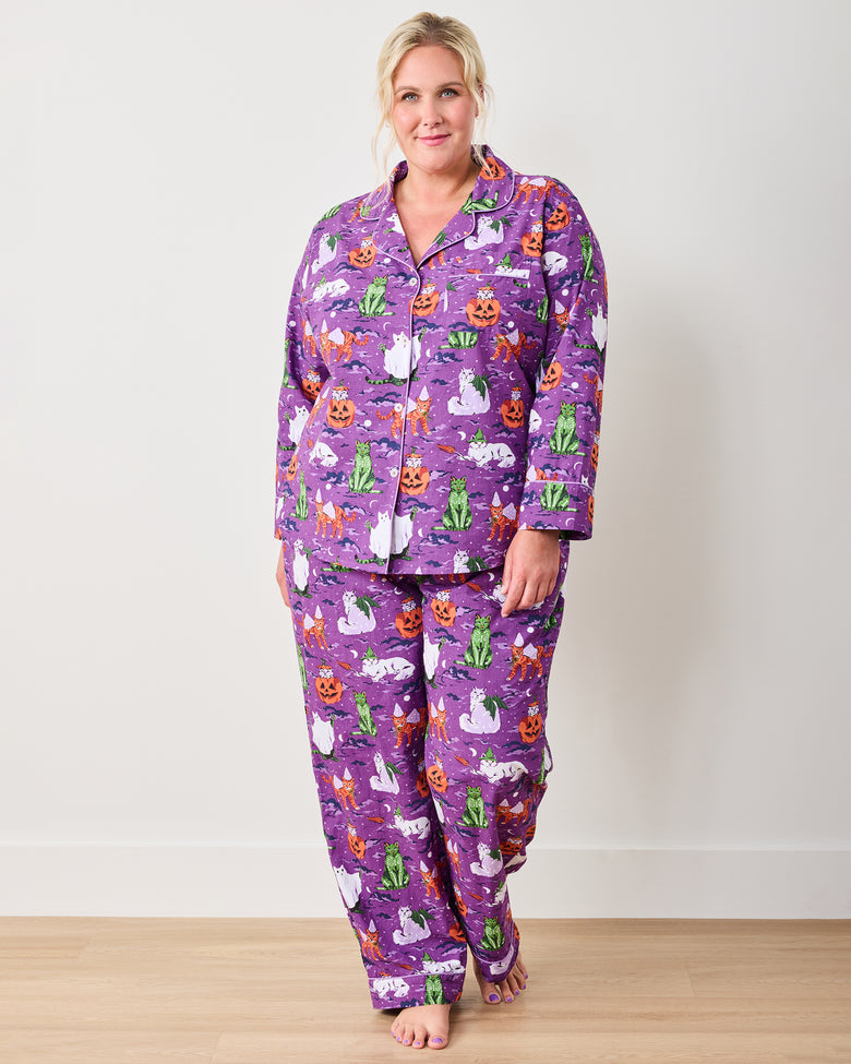 Halloween House Cats - Petite Long PJ Set - Purple Tonic - Printfresh