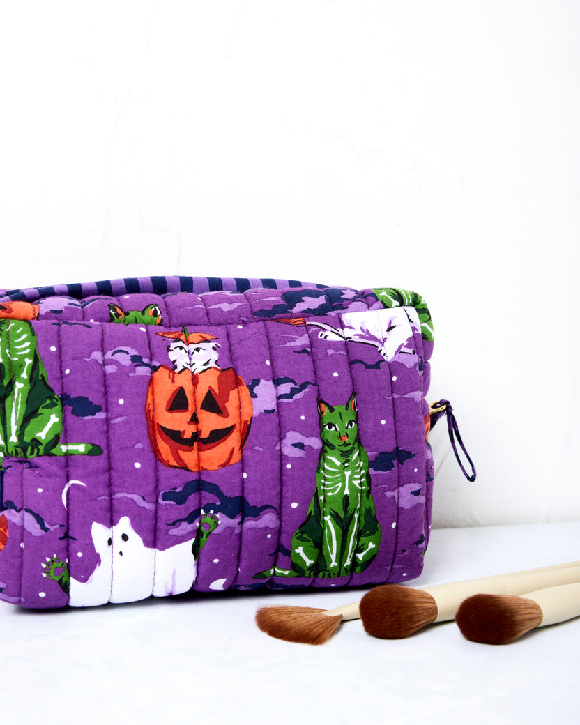 Halloween House Cats - Large Pouch - Purple Tonic - Printfresh