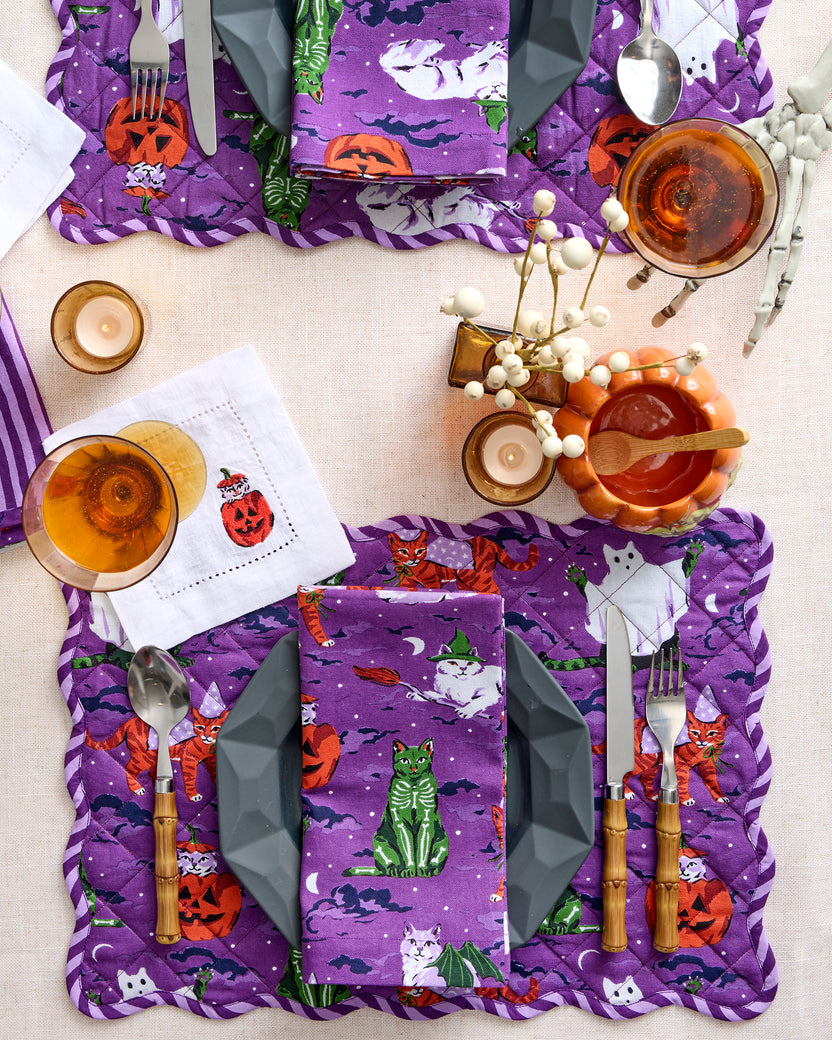 Halloween House Cats - Placemats Set Of 4 - Purple Tonic - Printfresh