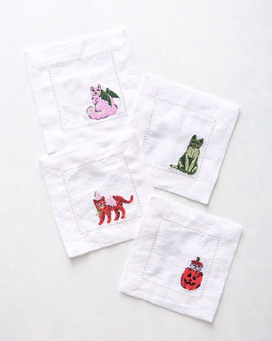 Halloween House Cats - Cocktail Napkins Set of 4 - Purple Tonic - Printfresh