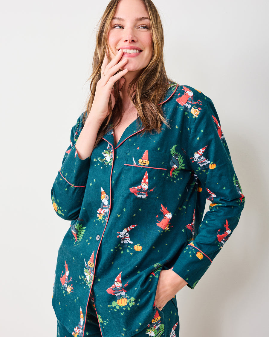 Mischief Night - Lightweight Flannel Long PJ Set - Nightfall Blue - Printfresh