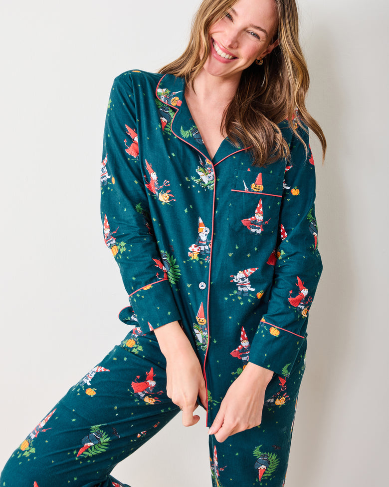 Mischief Night - Lightweight Flannel Long PJ Set - Nightfall Blue - Printfresh