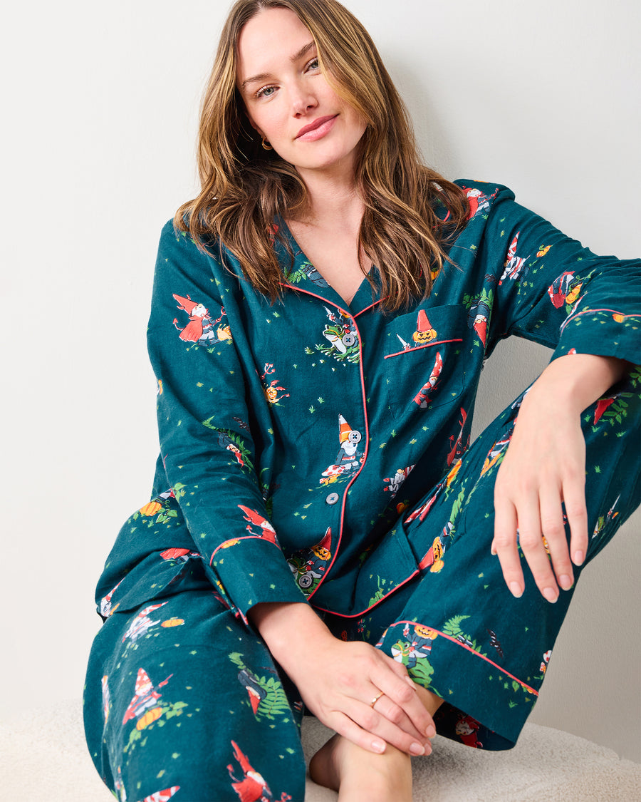 Mischief Night - Lightweight Flannel Long PJ Set - Nightfall Blue - Printfresh