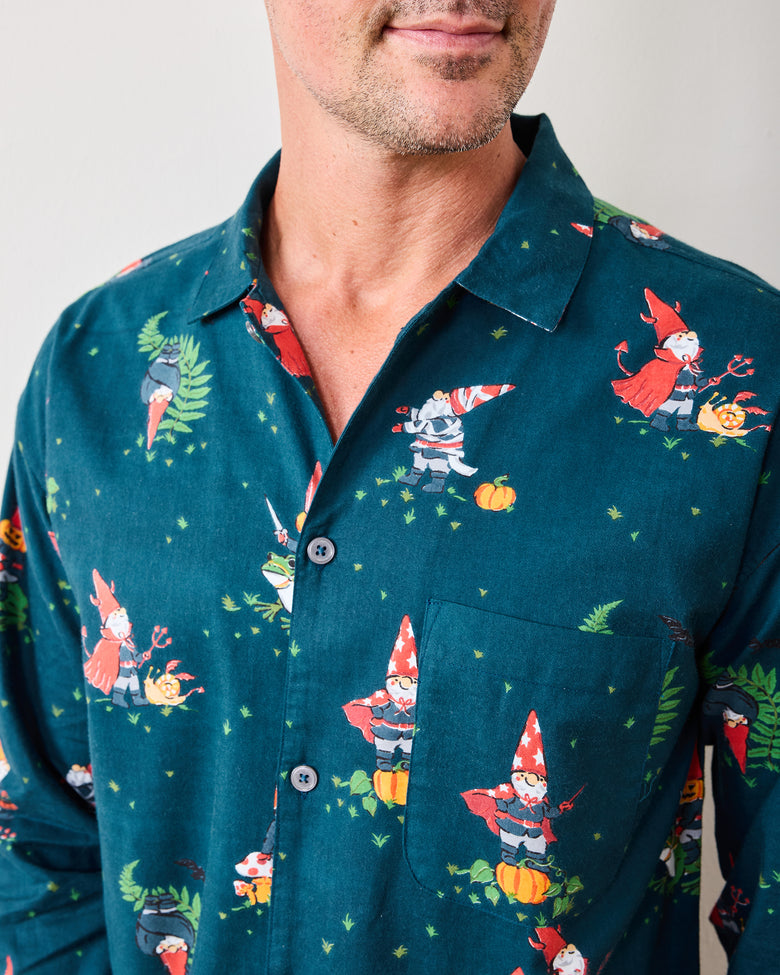 Mischief Night - Men's Lightweight Flannel Long PJ Set - Nightfall Blue - Printfresh