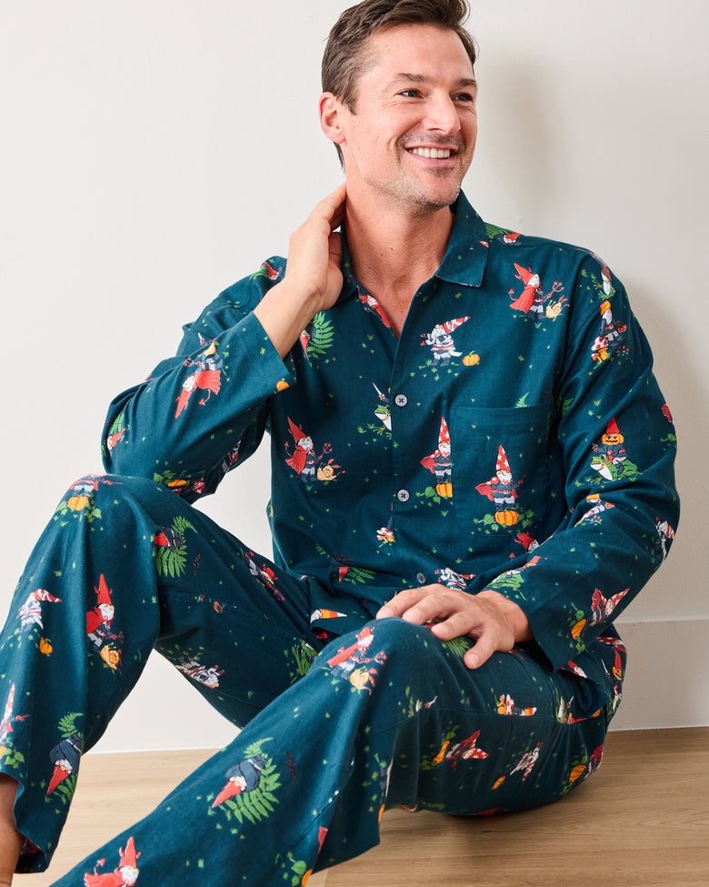 Mischief Night - Men's Lightweight Flannel Long PJ Set - Nightfall Blue - Printfresh