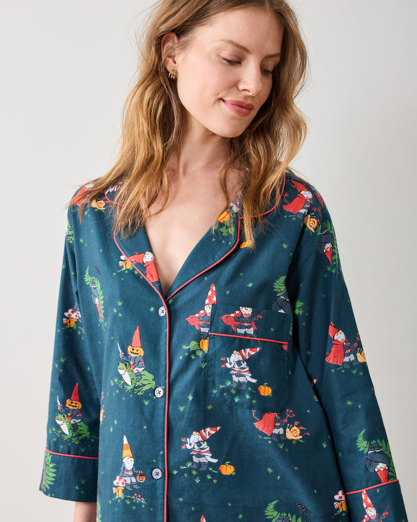 Mischief Night - Lightweight Flannel Sleep Shirt - Nightfall Blue - Printfresh