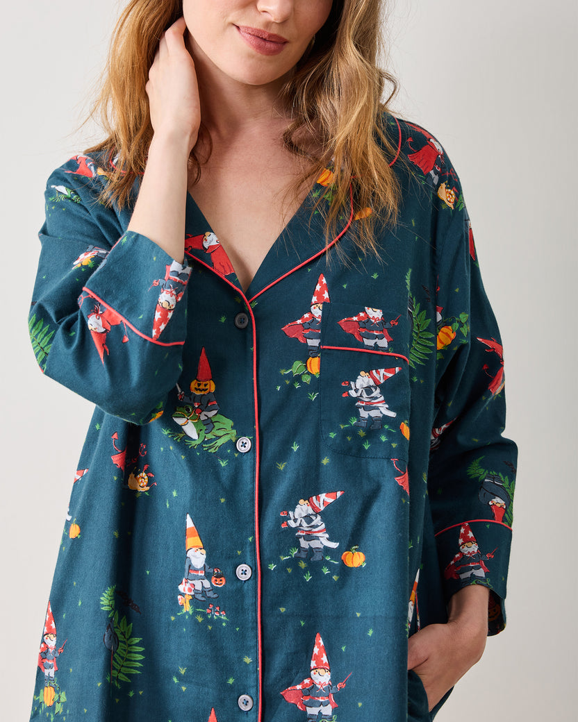 Mischief Night - Lightweight Flannel Sleep Shirt - Nightfall Blue - Printfresh