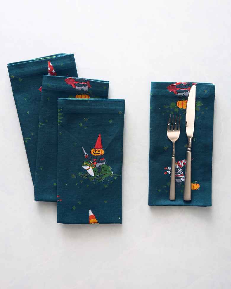 Mischief Night - Dinner Napkins Set Of 4 - Nightfall Blue - Printfresh