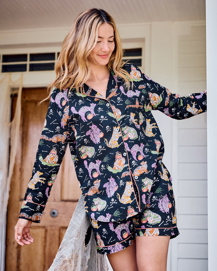 Monster Mash - Long Sleeve Top & Shorts Set - Haunted House - Printfresh
