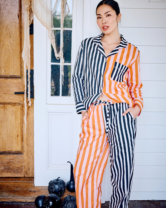 Showtime Stripes - Long PJ Set - Skeleton Candy