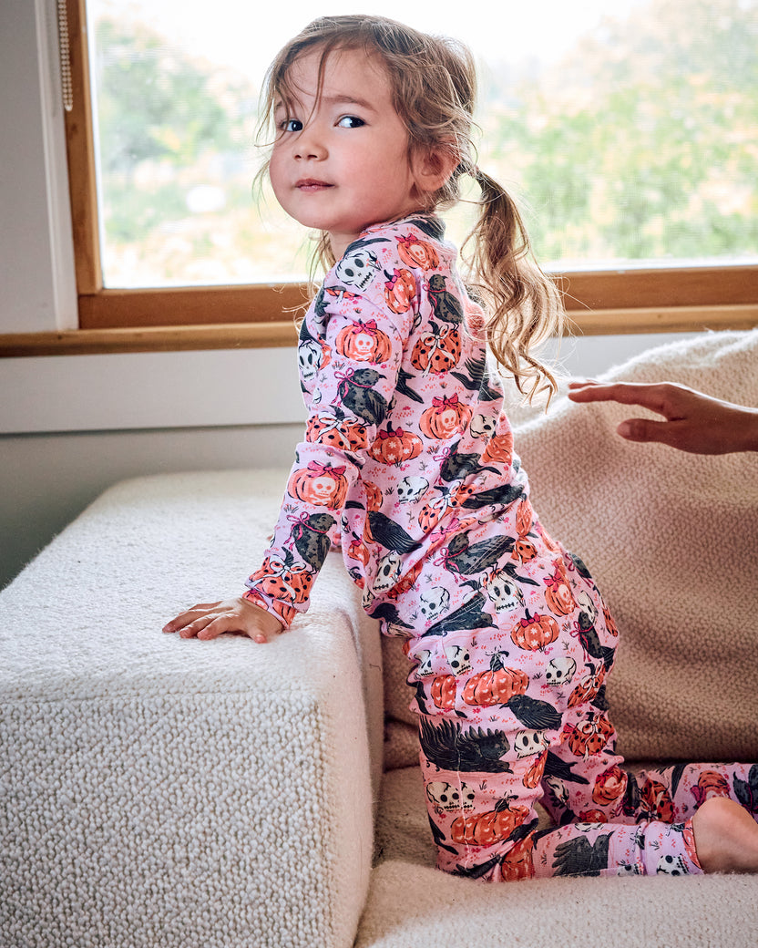 Sleepy Hollow - Kids Snug Fit PJ Set - Nevermore Pink - Printfresh