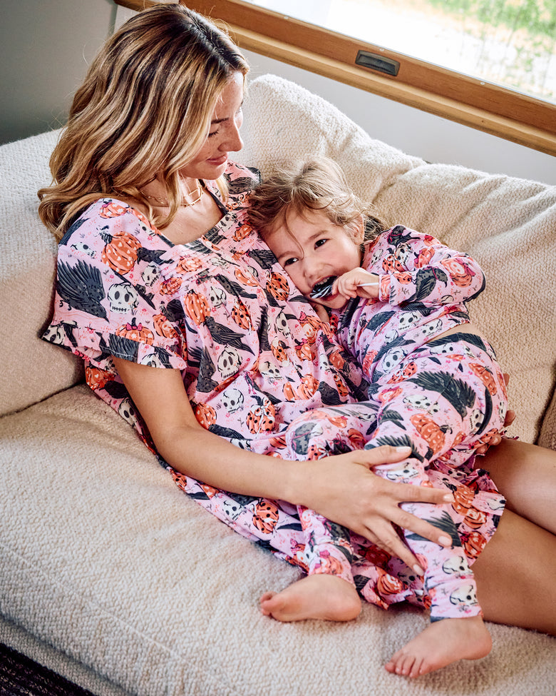Sleepy Hollow - Kids Snug Fit PJ Set - Nevermore Pink - Printfresh