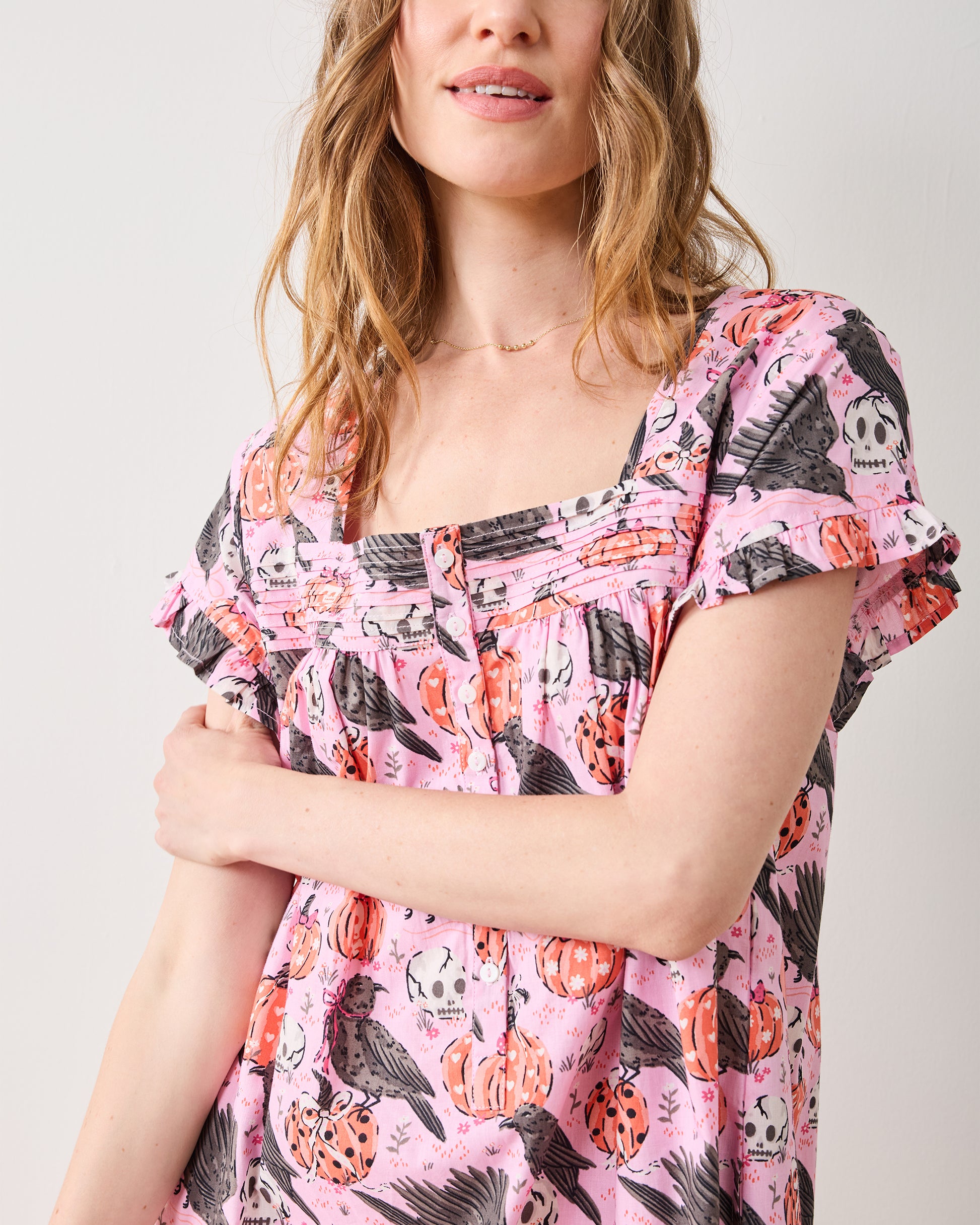 Sleepy Hollow - Pintuck Nightgown - Nevermore Pink - Printfresh