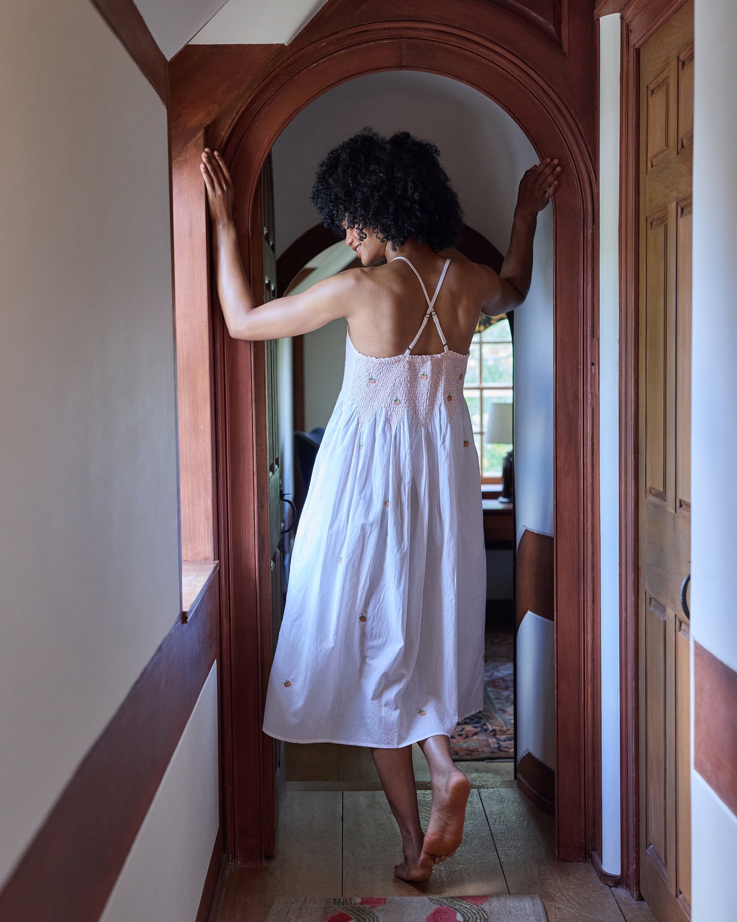 Embroidered Pumpkins - Naya Nightie - Natural