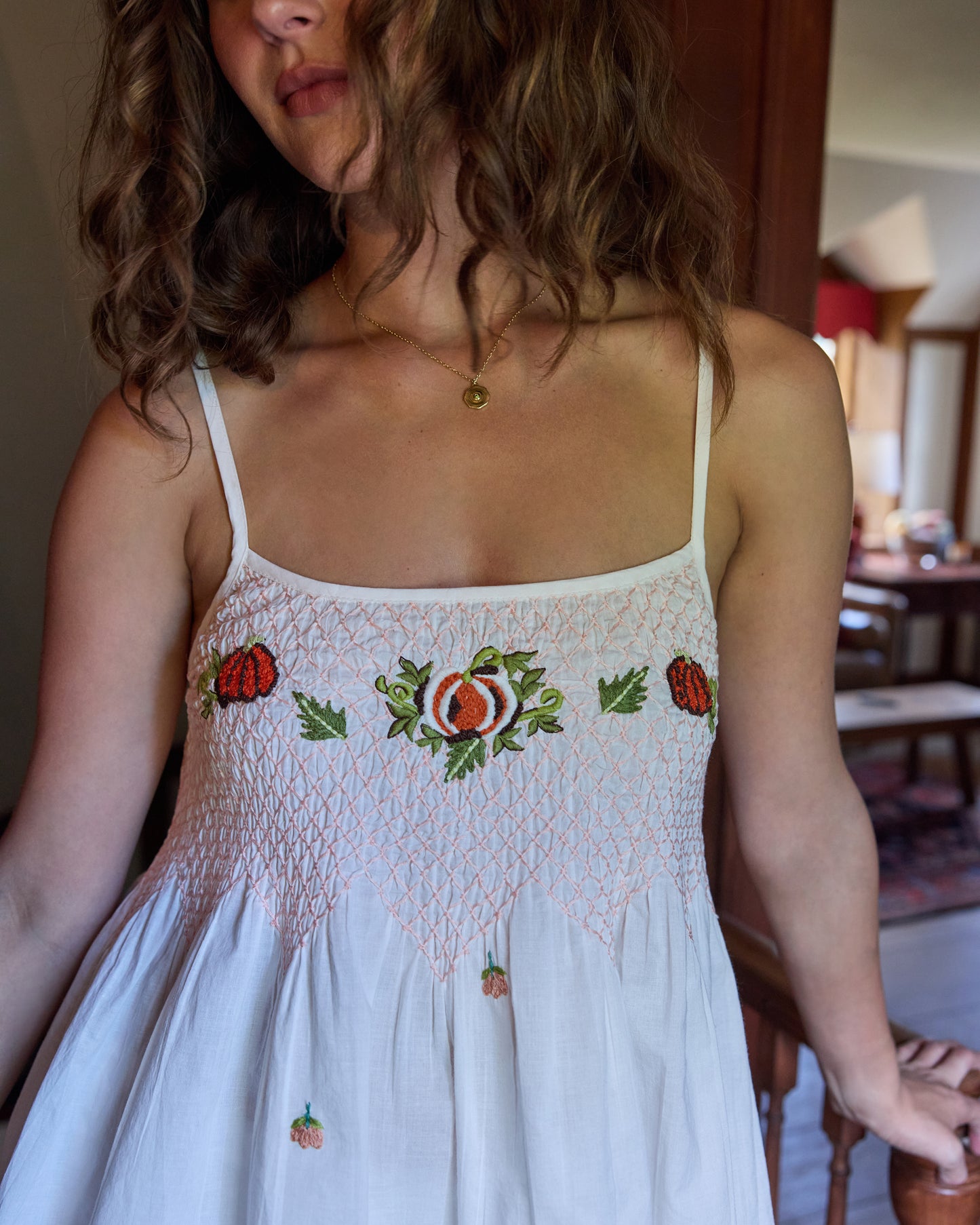 Embroidered Pumpkins - Naya Short Set - Natural