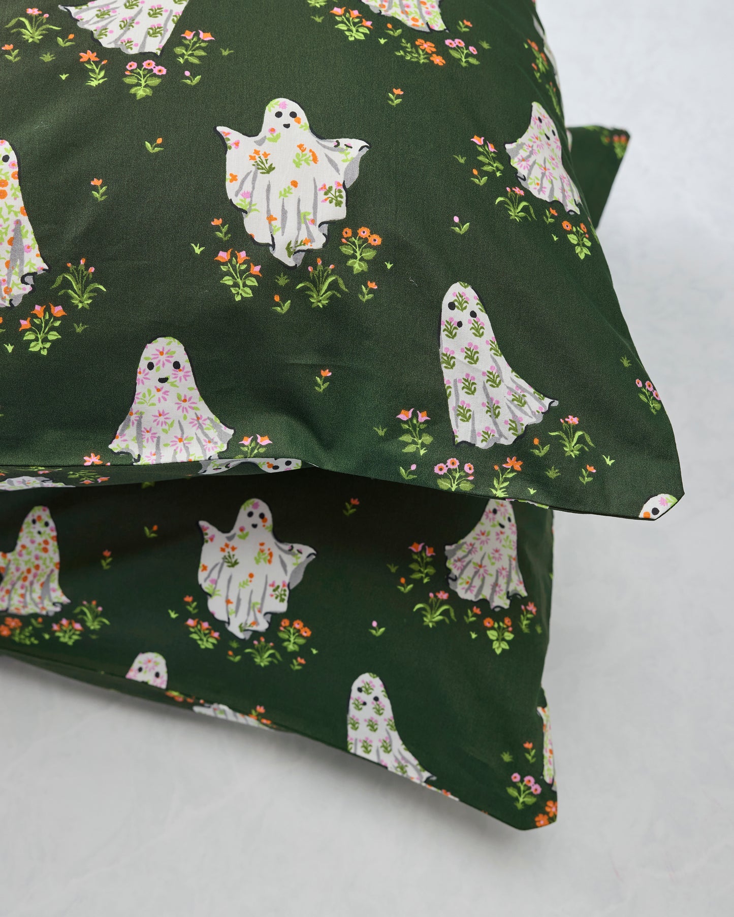 Gardening Ghosts - Lace Trim Pillowcase (Set of 2) - Overgrown Moss