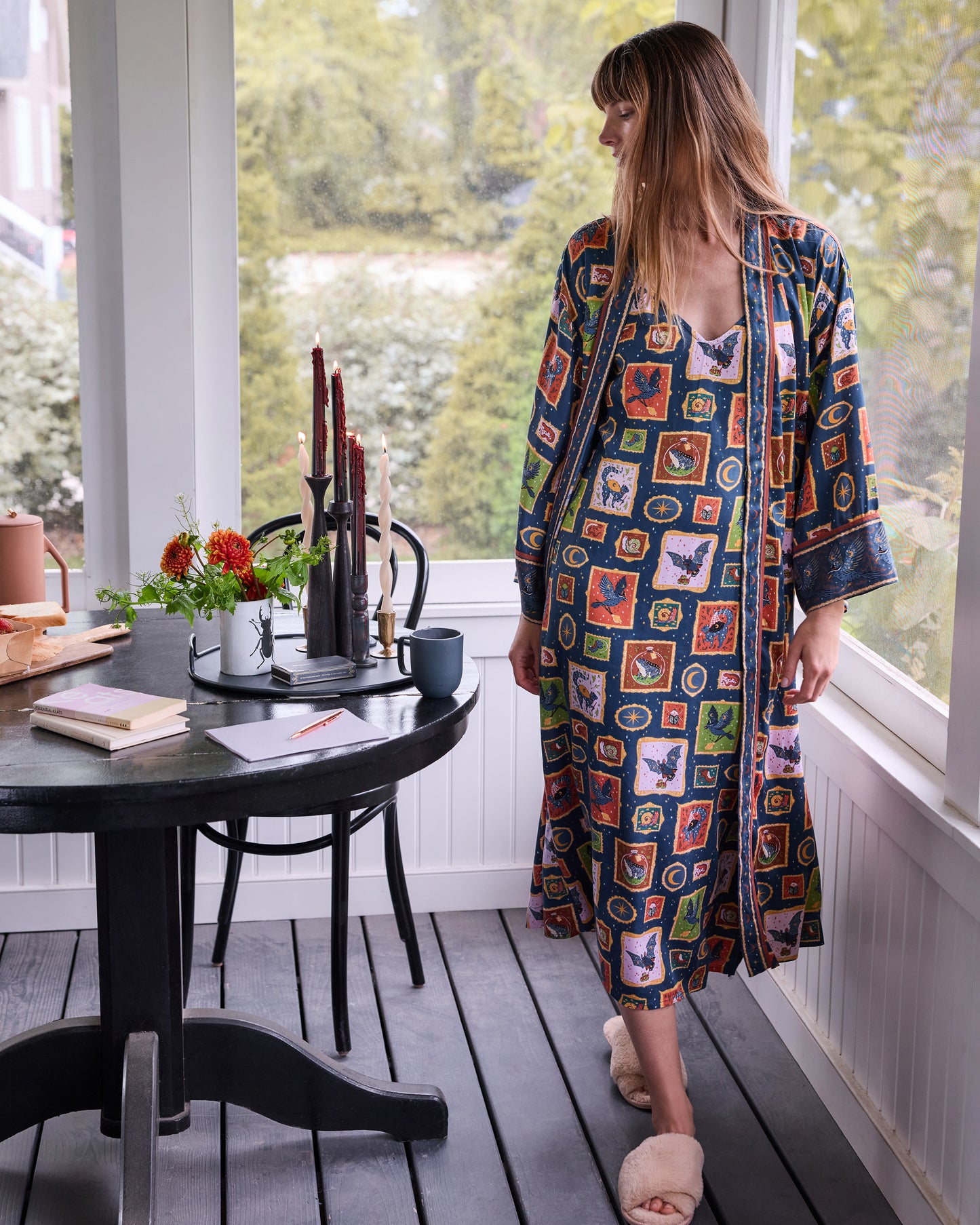 Midnight Gallery - Eco Satin Robe - Night Sky