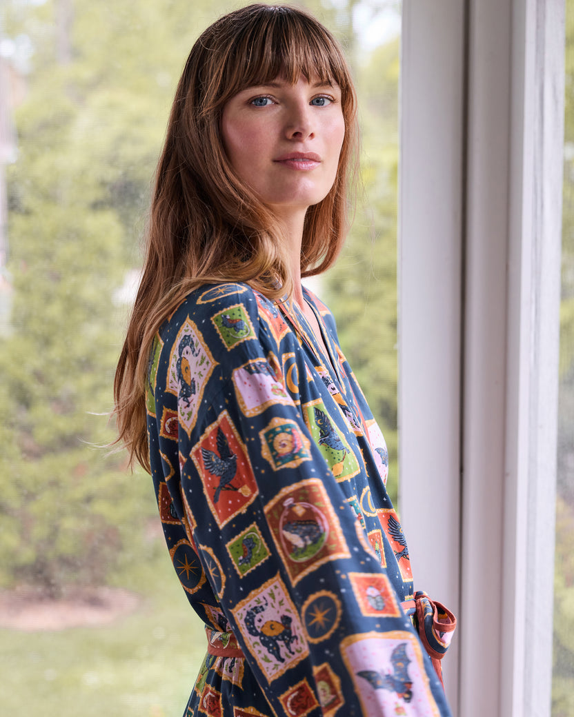 Midnight Gallery - Eco Satin Robe - Night Sky