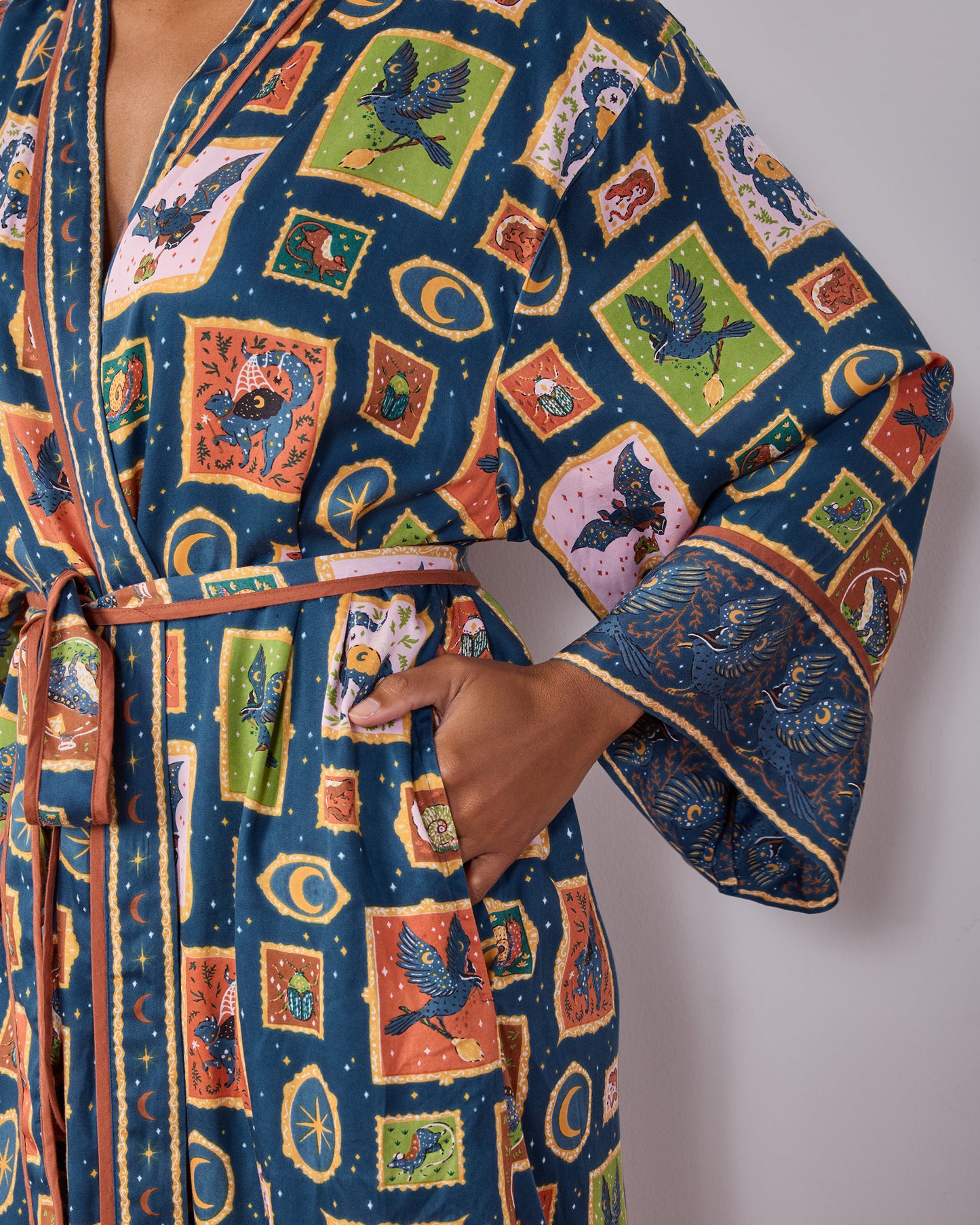 Midnight Gallery - Eco Satin Robe - Night Sky