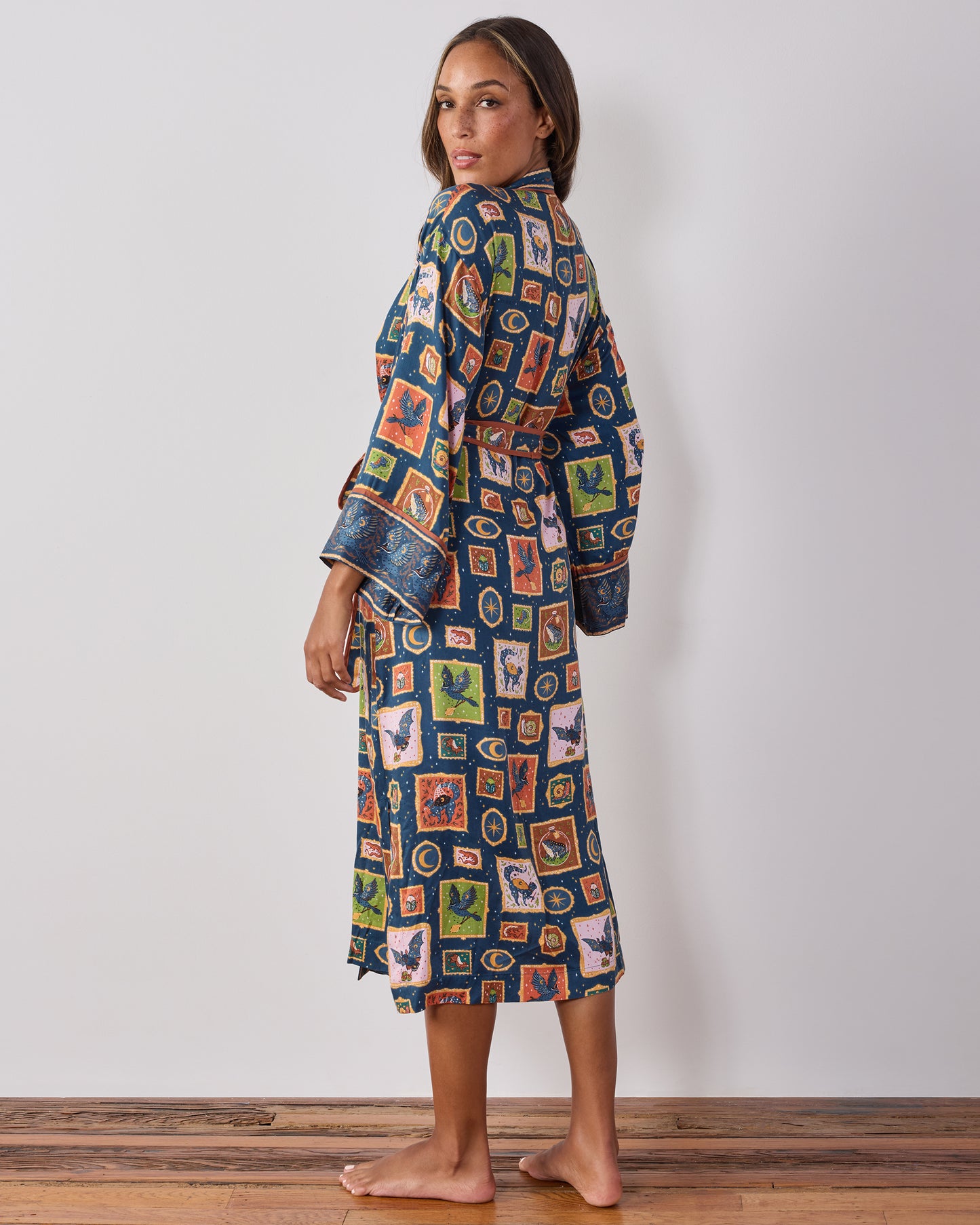 Midnight Gallery - Eco Satin Robe - Night Sky