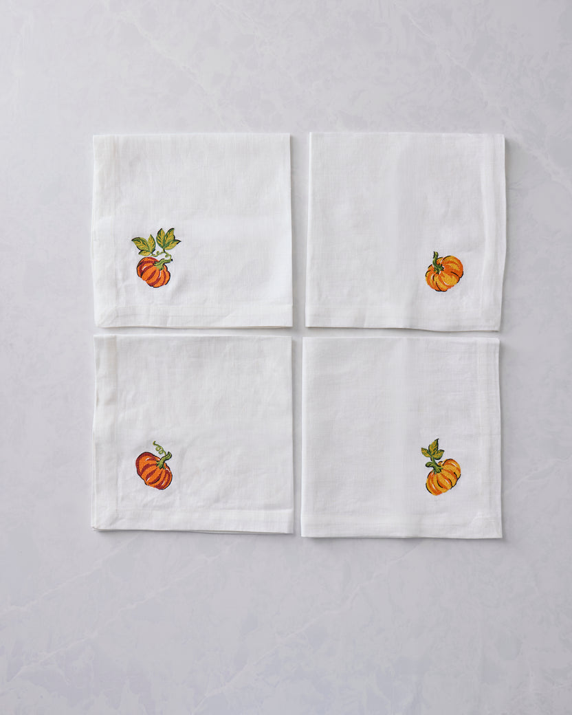 Pumpkin Prowl - Oversized Linen Napkins Set of 4 - Salted Caramel